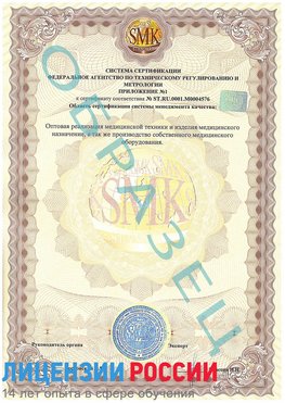 Образец сертификата соответствия (приложение) Балабаново Сертификат ISO 13485